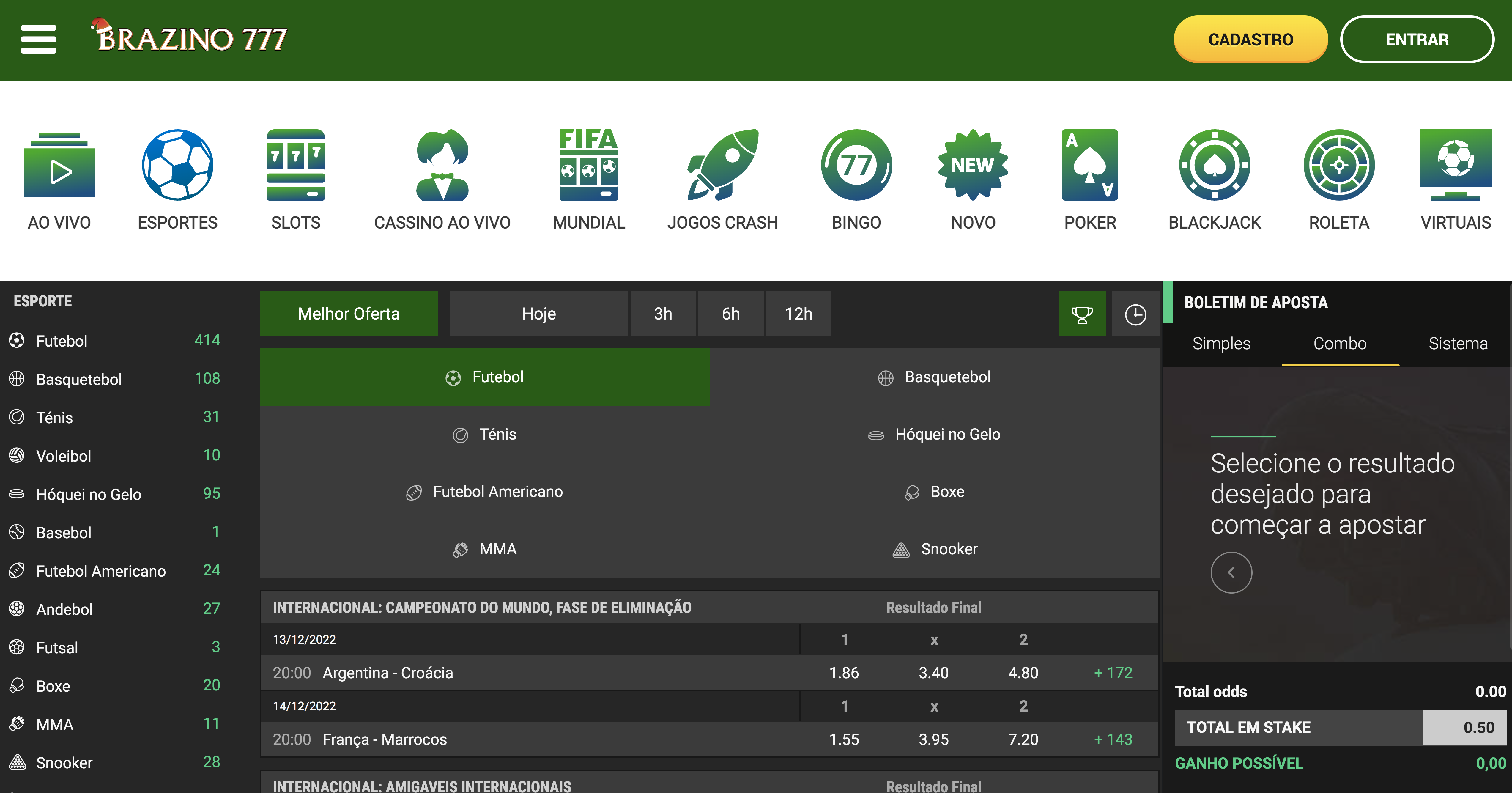 Apostas esportivas Brazino 777