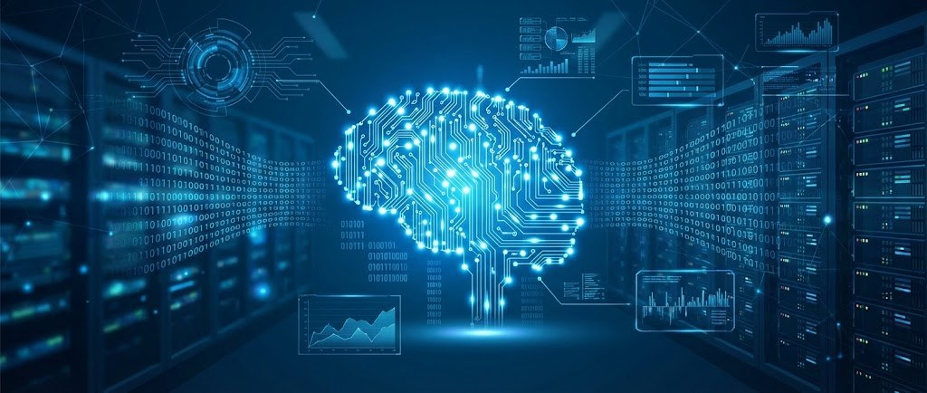 Representação de inteligência artificial analisando dados