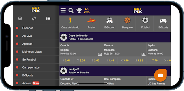 Imagem de um celular acessando o site de apostas BetPix.