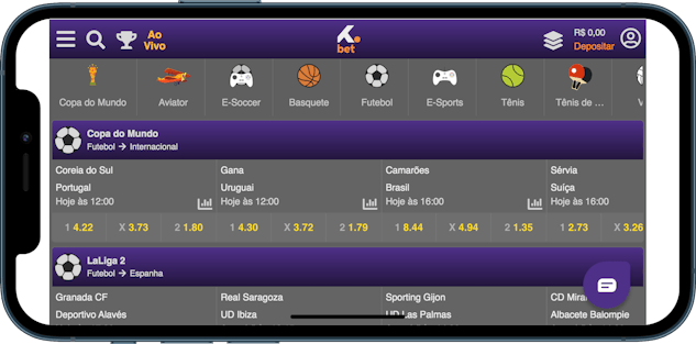 Imagem de um celular mostrando a variedade de apostas esportivas na Mr Jack bet