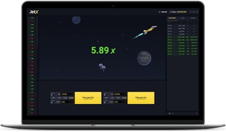 Imagem de um computador mostrando o jogo Jet X.