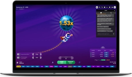 Imagem de um computador mostrando o jogo Spaceman.