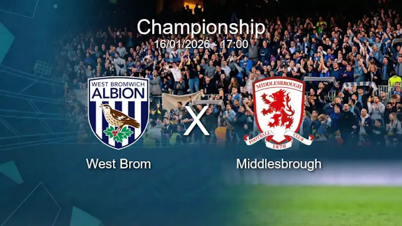 West brom x middlesbrough championship 16 01 2026